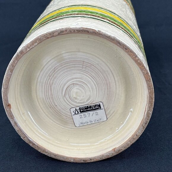Rosenthal Netter Bitossi Striped Cylinder Pottery Vase MCM Italy Label - Picture 4 of 12
